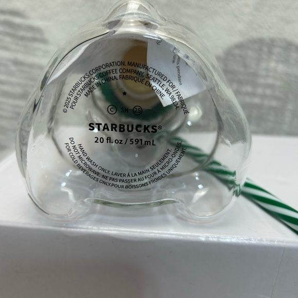 Starbucks bearista Bear Glass cup with Green Straw - Picture 3 of 4